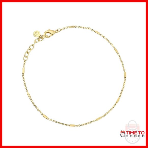 18k Gold-Plated Anklet Adjustable 9-10 Inch Secure Lobster Clasp